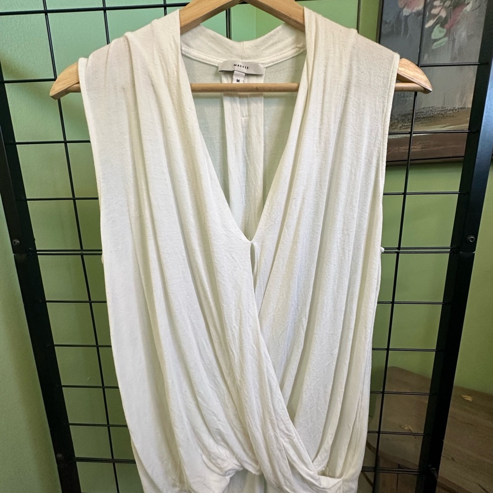 White Sleeveless Drape Top